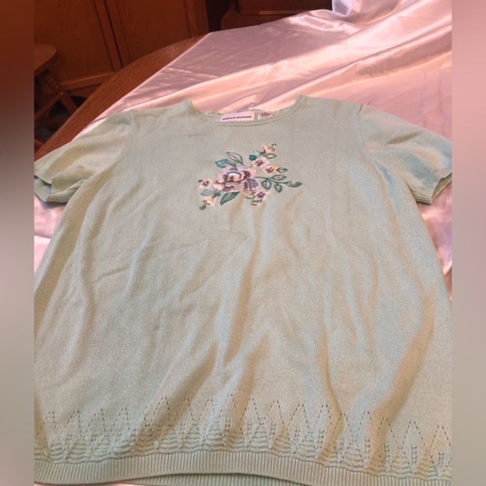 Vintage Alfred Dunner Floral Embellished Summer Sweater Size S